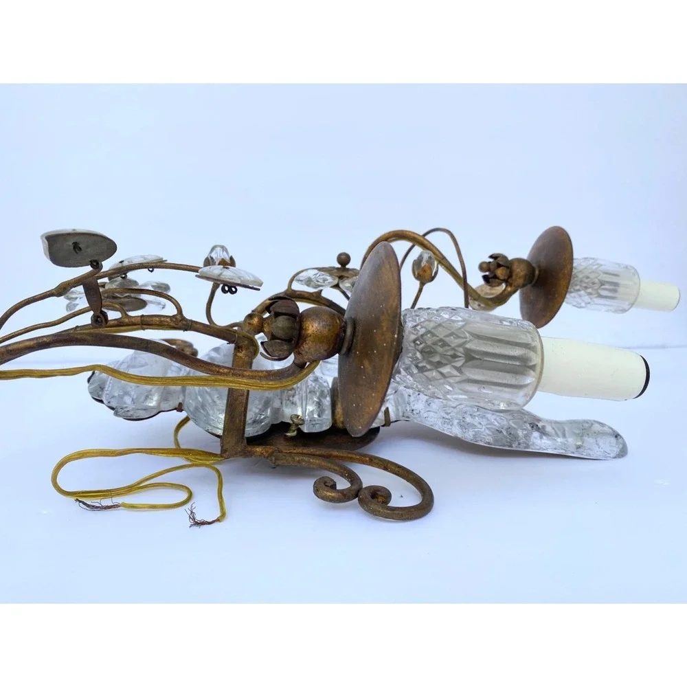 MAISON BAGUES Bird Sconces Pair of Glass Electric Wall 2 Arm Sconces‎